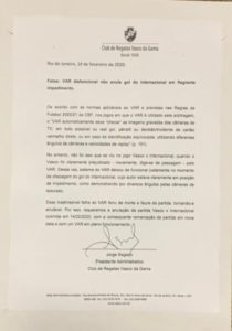 Vasco protocola documento com nome errado do presidente e data errada