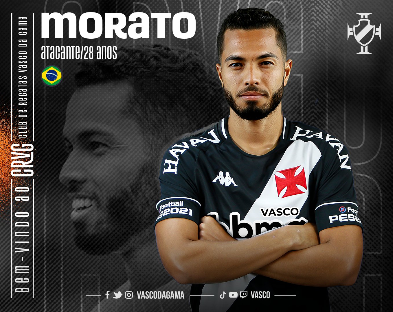 Sem mais detalhes, Vasco anuncia a contratação do atacante Morato