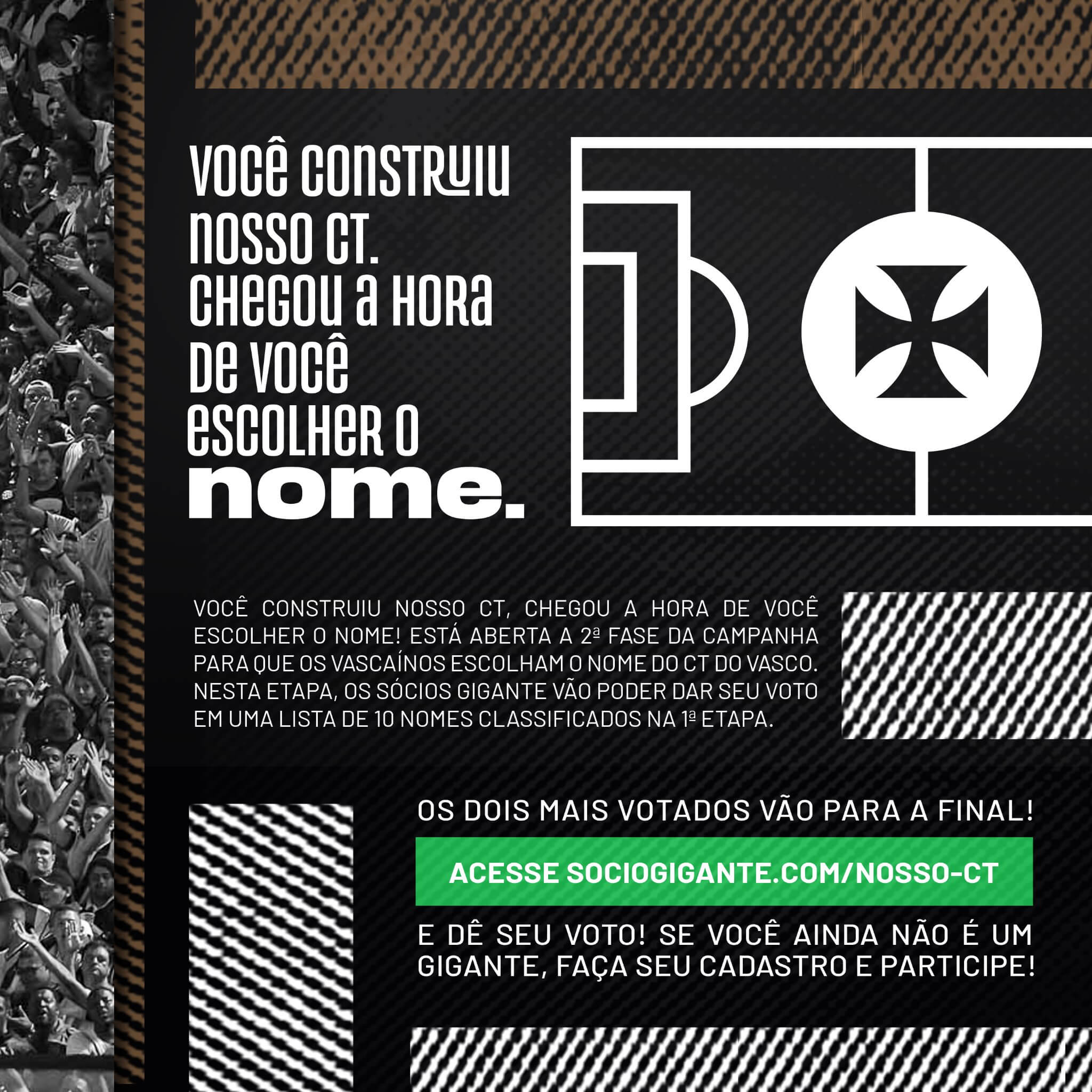 Vasco divulga lista com 10 nomes escolhidos para a segunda fase da campanha para rebatizar CT
