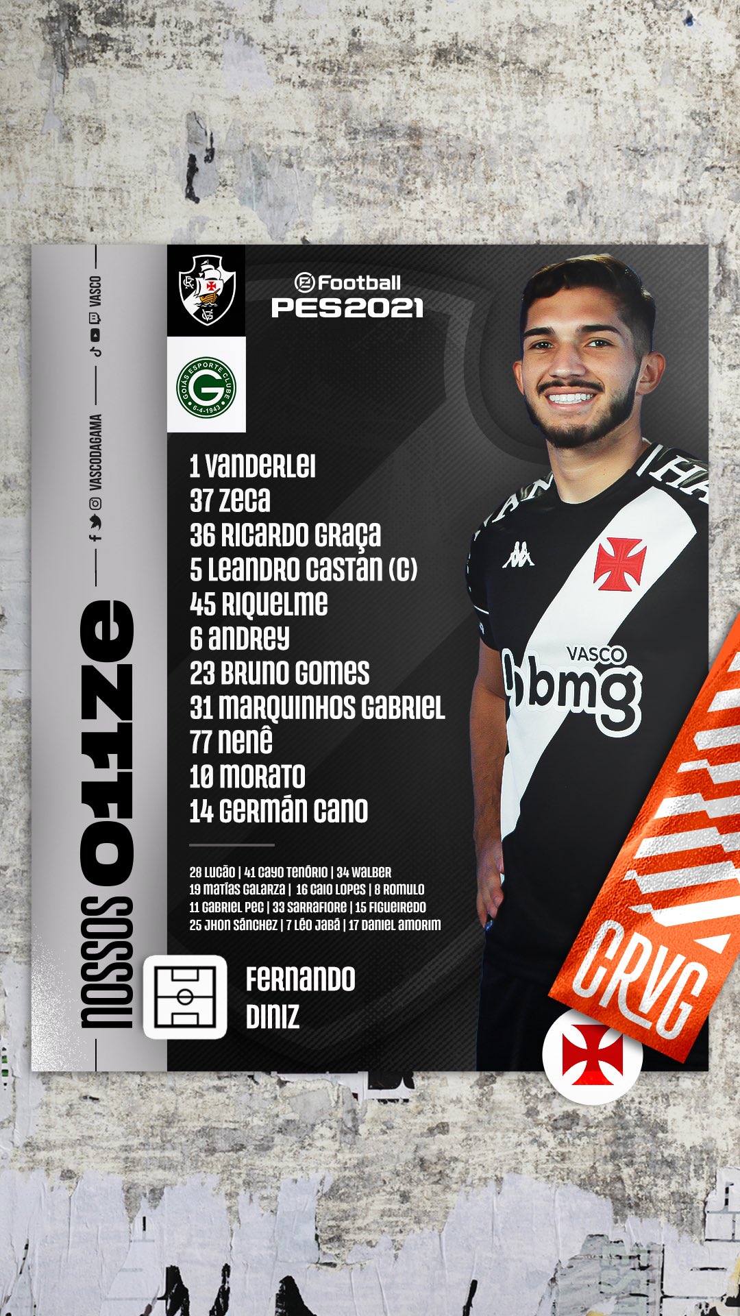 Andrey e Bruno Gomes juntos: Confira a escalação do Vasco