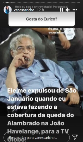 Apresentadora Vanessa Riche revela que ex Presidente, Eurico Miranda, a expulsou de São Januário em 2000