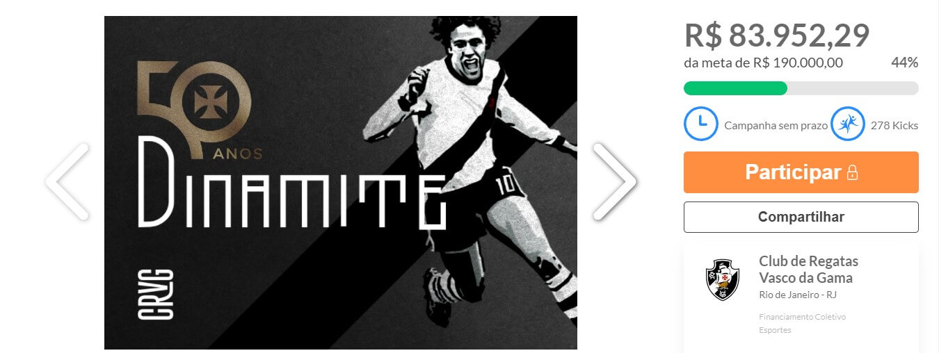 Em menos de 4 horas, campanha da estátua de Dinamite está perto dos 50% de arrecadação