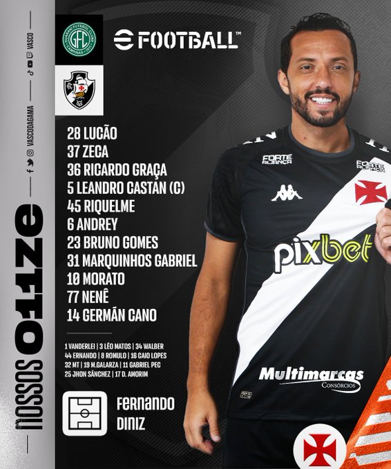 Confira escalação do Vasco contra o Guarani