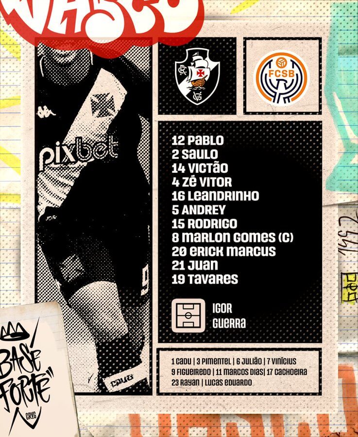 Confira a escalação do Vasco para a partida contra o SKA Brasil