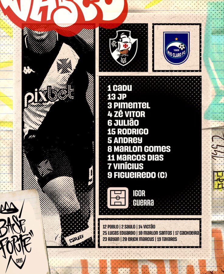 Confira a escalação do Vasco para enfrentar o Rio Claro-SP