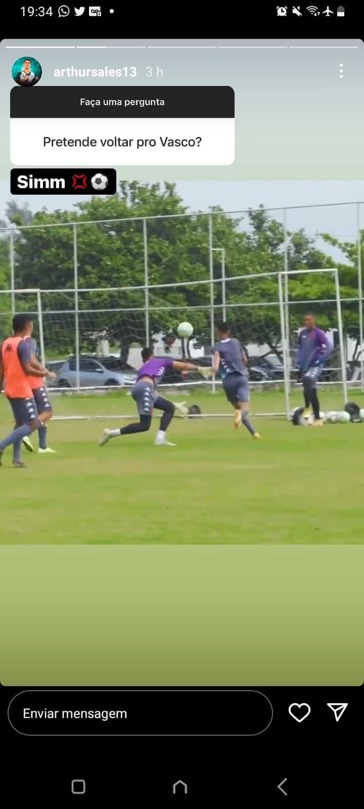 Arthur Sales tem desejo de voltar ao vasco