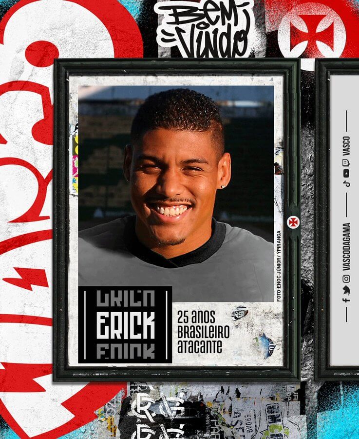 Erick Farias chegou! Vasco confirma a contratação do atacante